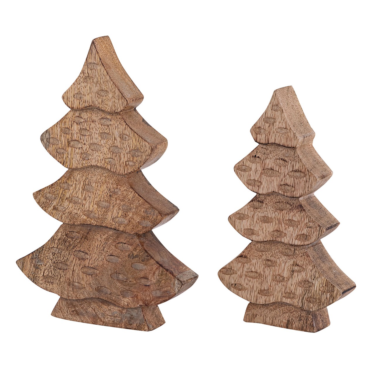 Dekofigur Baum 2er Set Holzfigur H23/20cm Holzbaum Weihnachtsdekoration Mangoholz