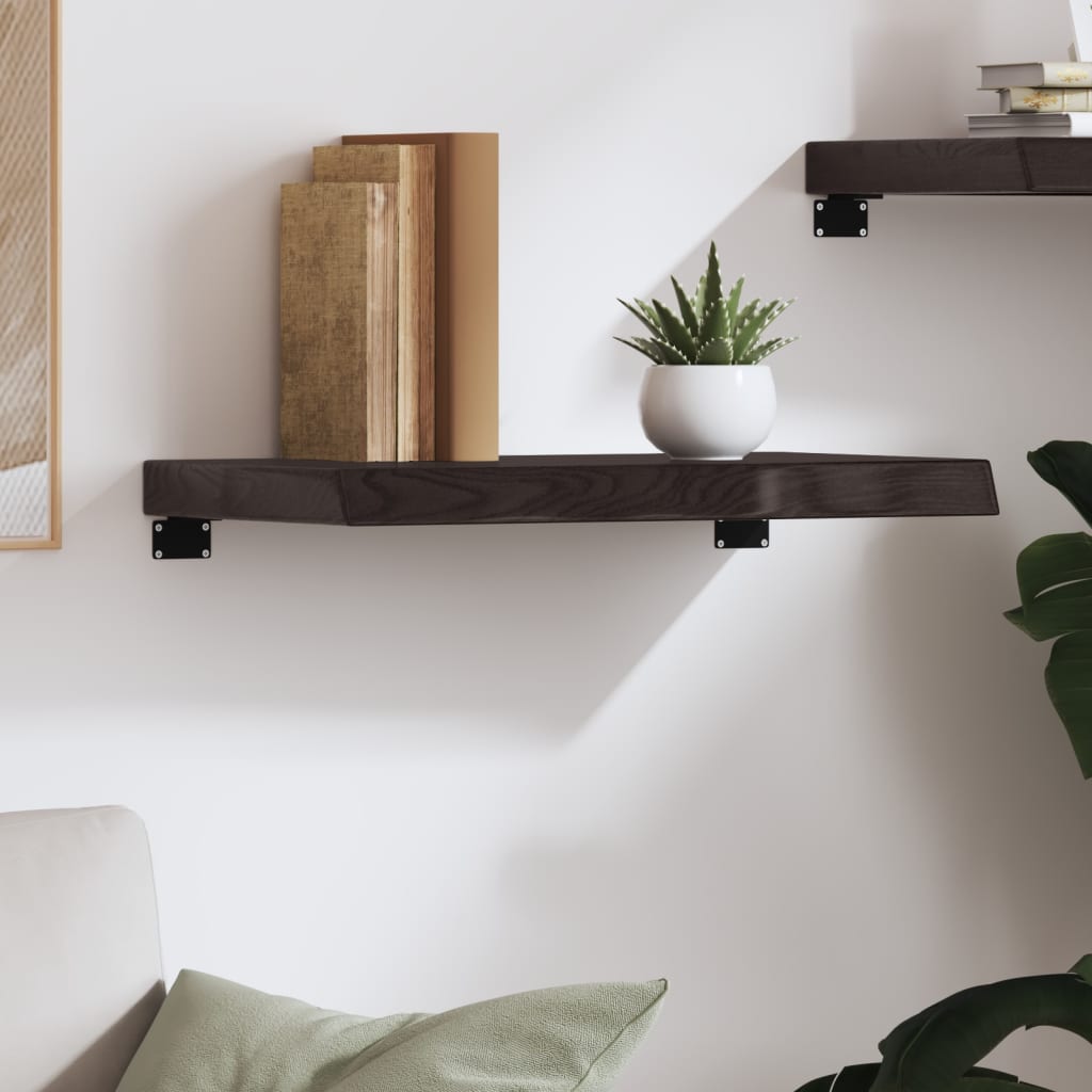 Wandregal Dunkelgrau 60x30x6 cm, Massivholz Eiche, robust & stilvoll, ideal für Wohnzimmer oder Büro.