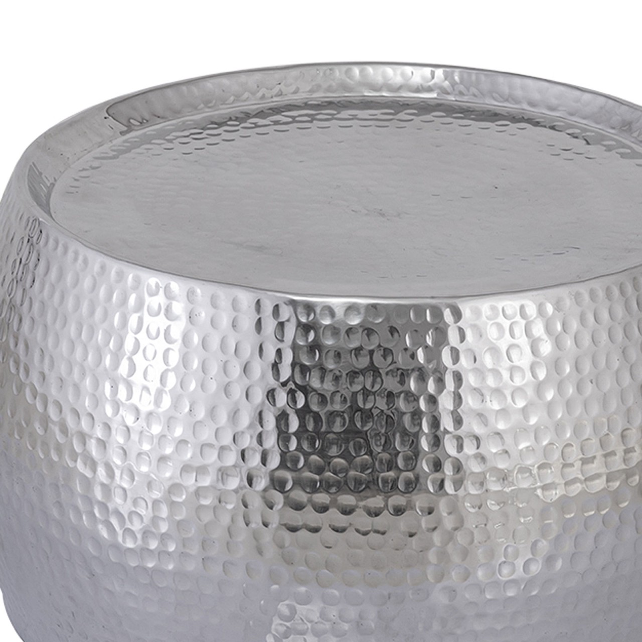 Couchtisch 2er Set Dakar rund ø 59/48 x H 30/28 cm silber Aluminium gehämmert