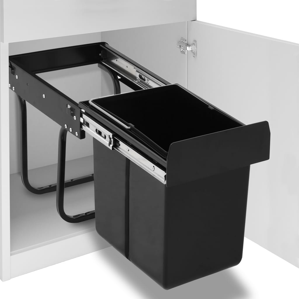 Küchenschrank Mülleimer 20 L, ausziehbar, Soft-Close-Mechanismus, effiziente Raumnutzung.