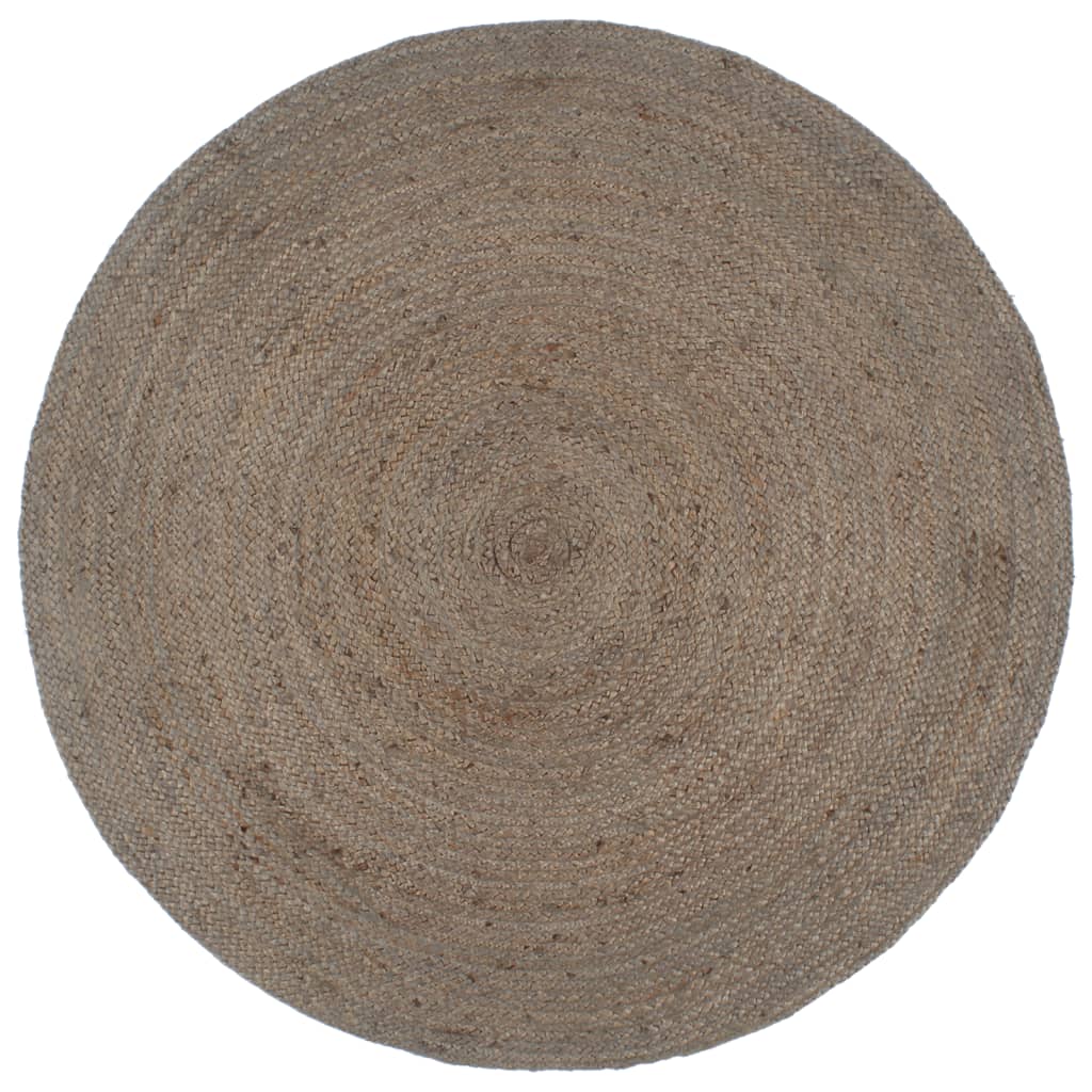 Handgefertigter Teppich Jute Rund 240 cm Grau Naturfaser Robust Dekorativ