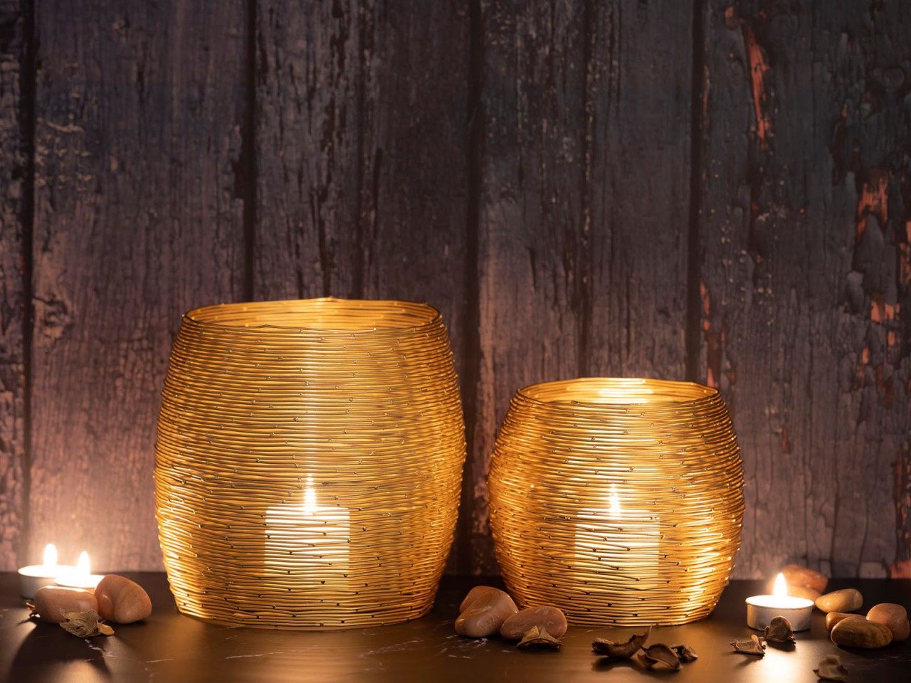 Kerzenständer Set 2-teilig Teelichthalter Windlichter Paris gold o. silber Kerzenhalter