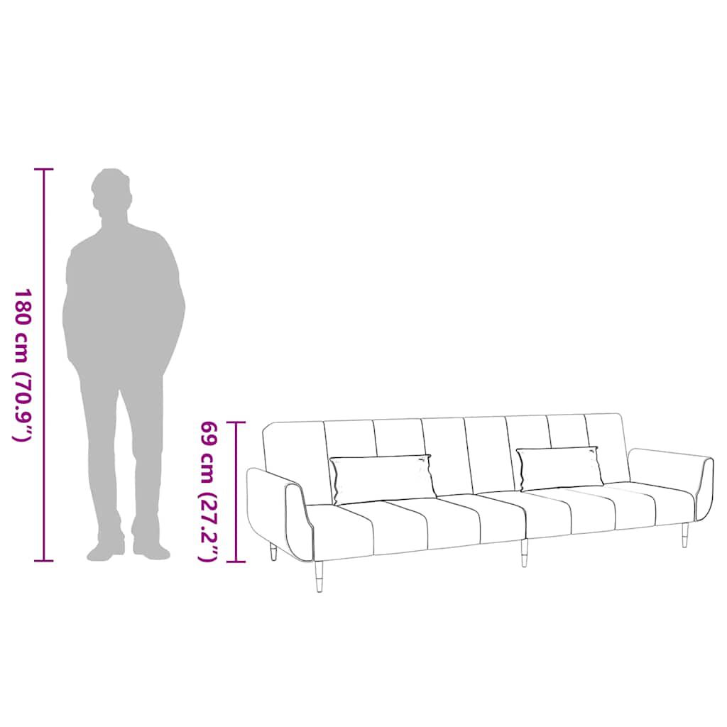 Schlafsofa 2 Sitzer mit 2 Kissen Rosa Samt