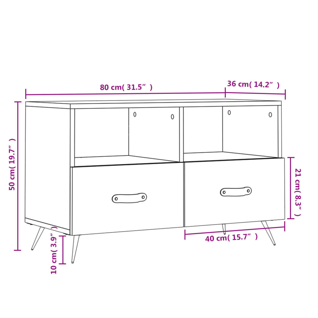 TV-Schrank Räuchereiche 80x36x50 cm Holzwerkstoff