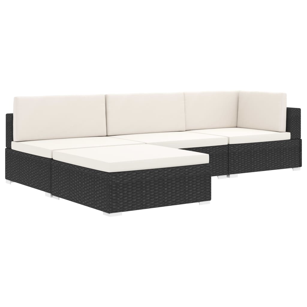 Garten Sofa Mittelteil Schwarz Poly Rattan Inkl. Bequeme Auflagen Kombinierbar