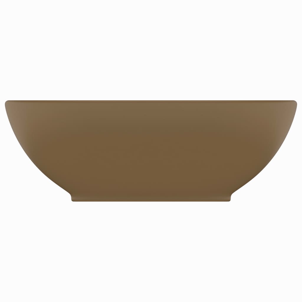 Waschbecken oval 40x33cm Keramik matt creme hochwertig elegant modern Badezimmer