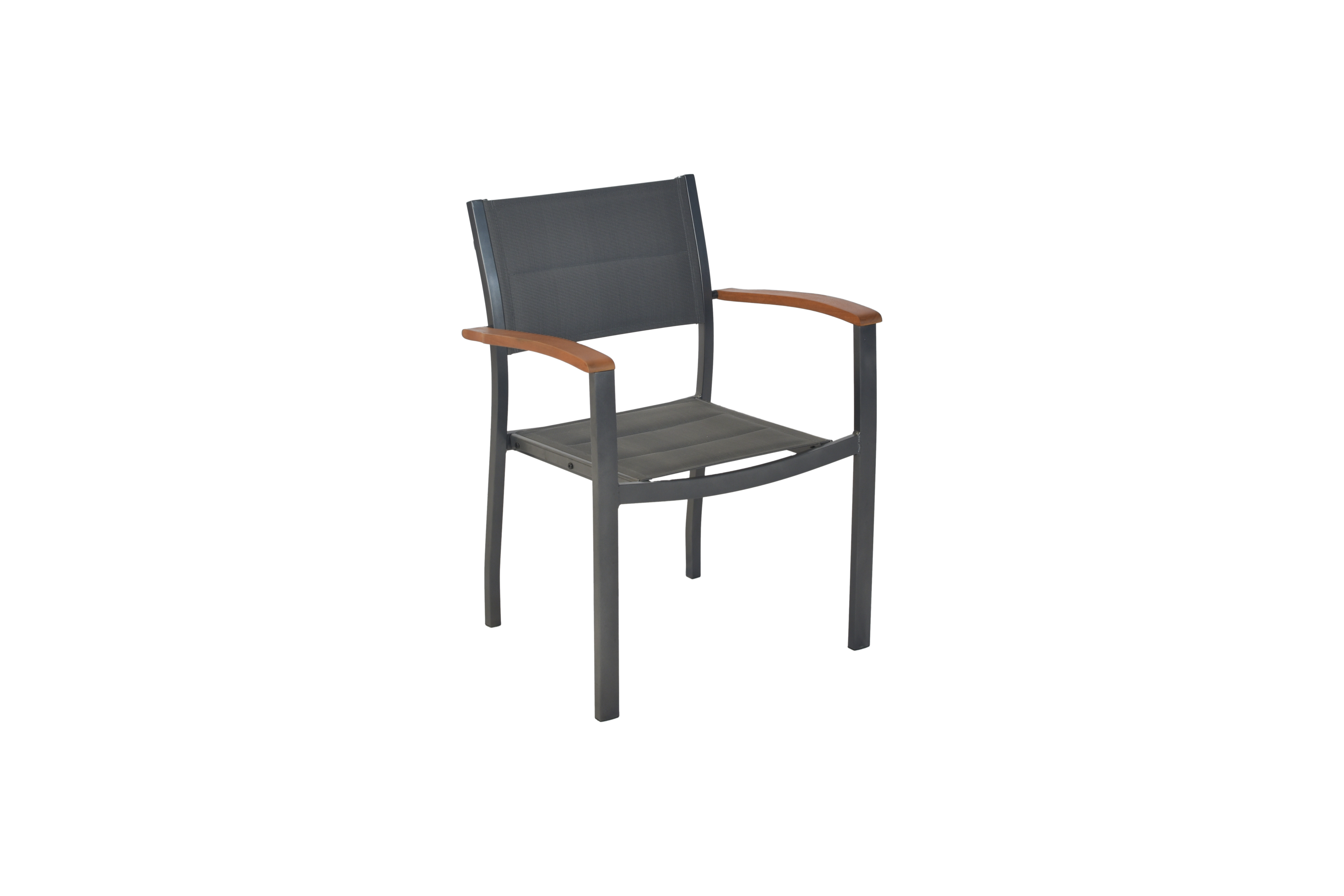 Merxx Paxos Gartenmöbel Set für 4 Personen 5 teilig aus Aluminium mit Textilbespannung und FSC Akazienholz mit Ausziehtisch 150 bis 200 cm und 4 gepolsterten Stapelsesseln in Graphit Grau