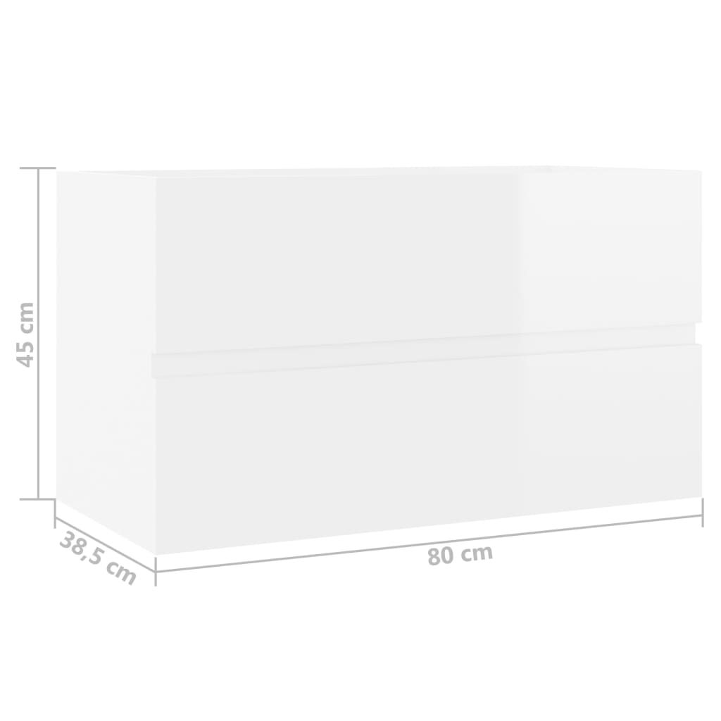 Waschbeckenunterschrank, Hochglanz Weiß, 80 x 38,5 x 45 cm, modern