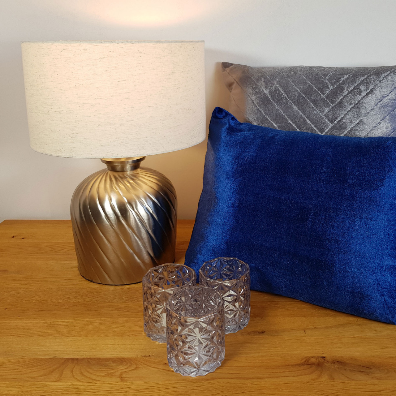 Tischlampe Nachttischlampe ø 30 x H 52 cm Tischleuchte Dekolampe Metall Sockel gold silber