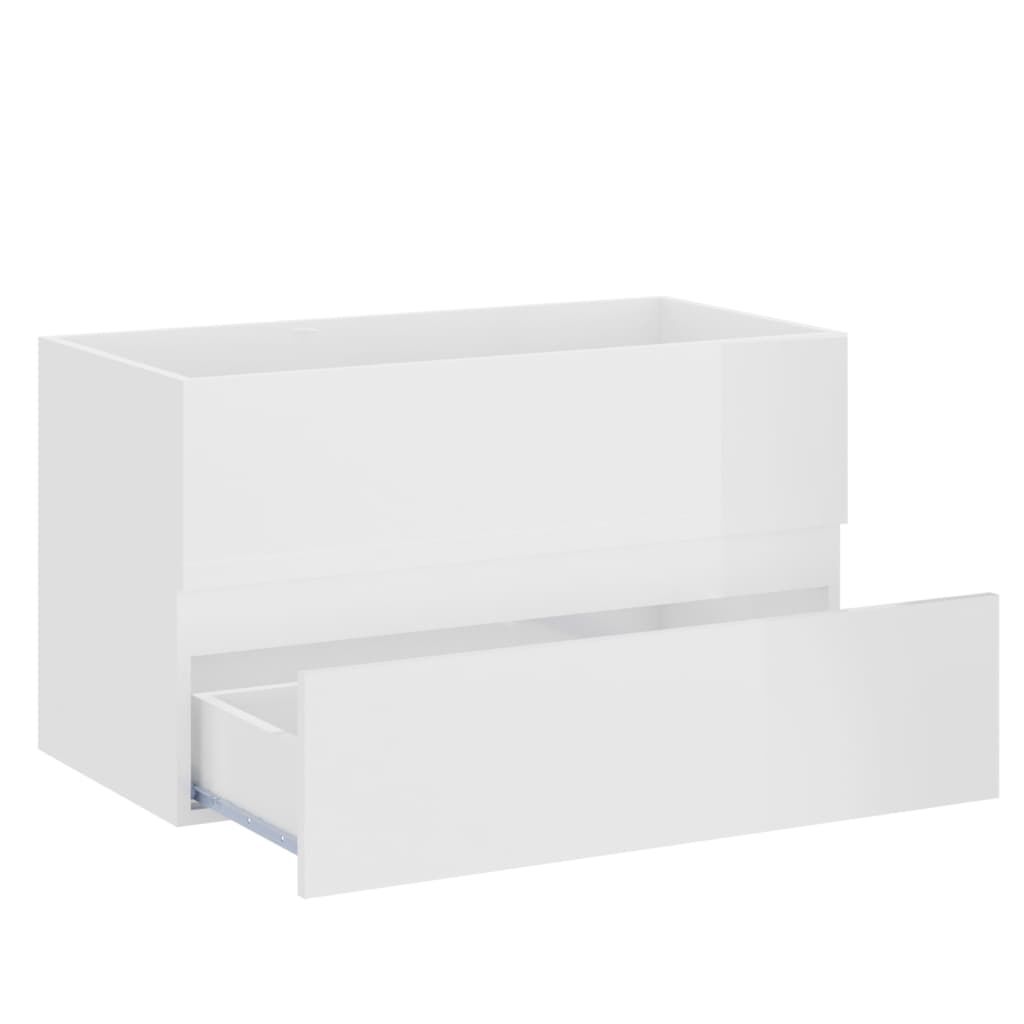 Waschbeckenunterschrank, Hochglanz Weiß, 80 x 38,5 x 45 cm, modern
