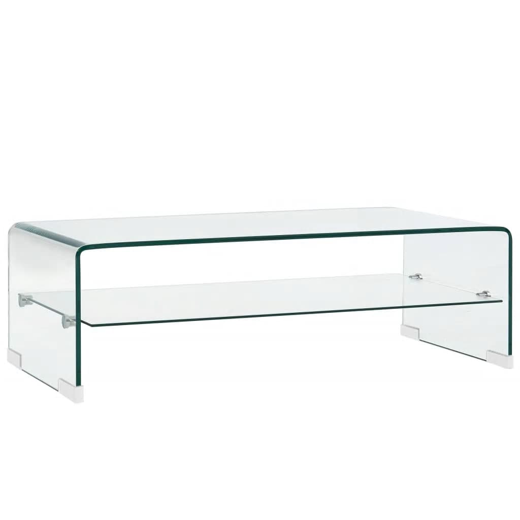 Klarer Couchtisch 98 x 45 x 31 cm aus gehärtetem Glas