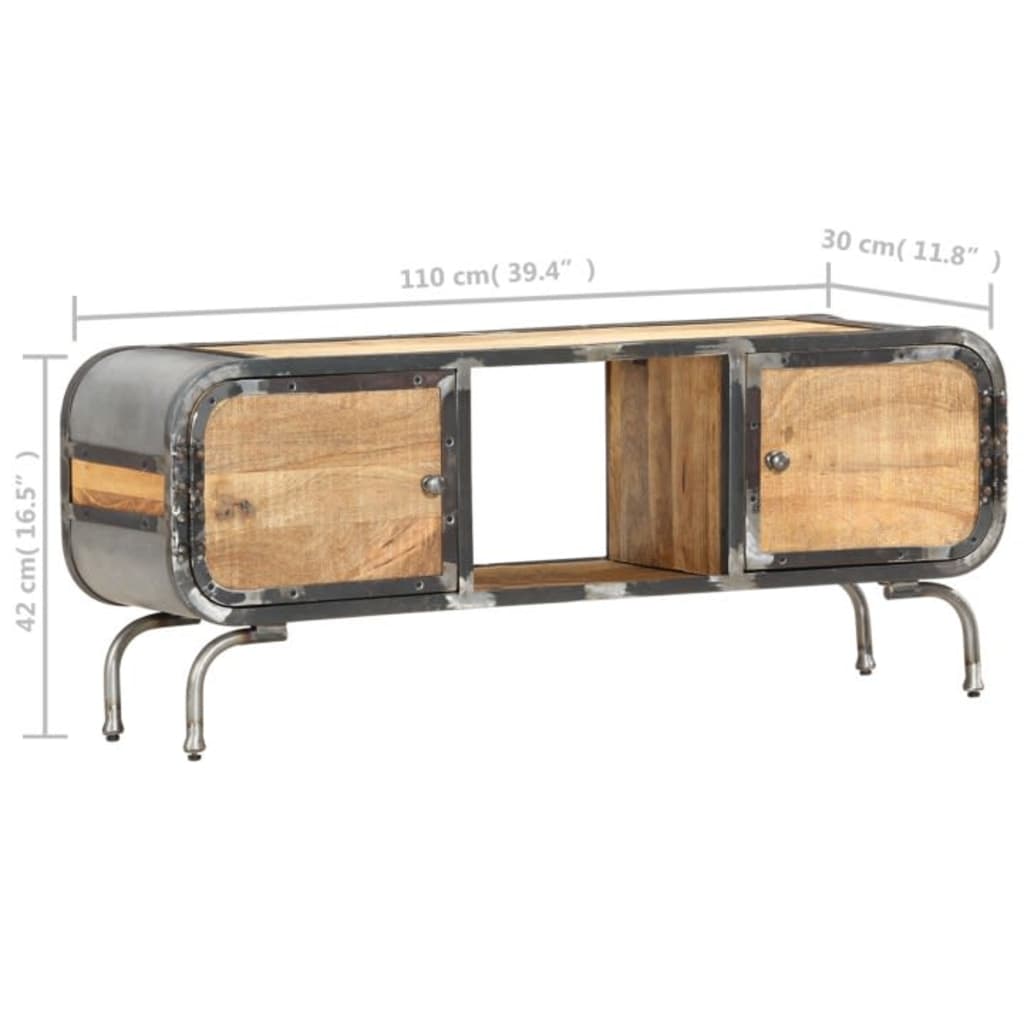 TV-Schrank Mangoholz 110x30x42 cm Massivholz Industrie Design