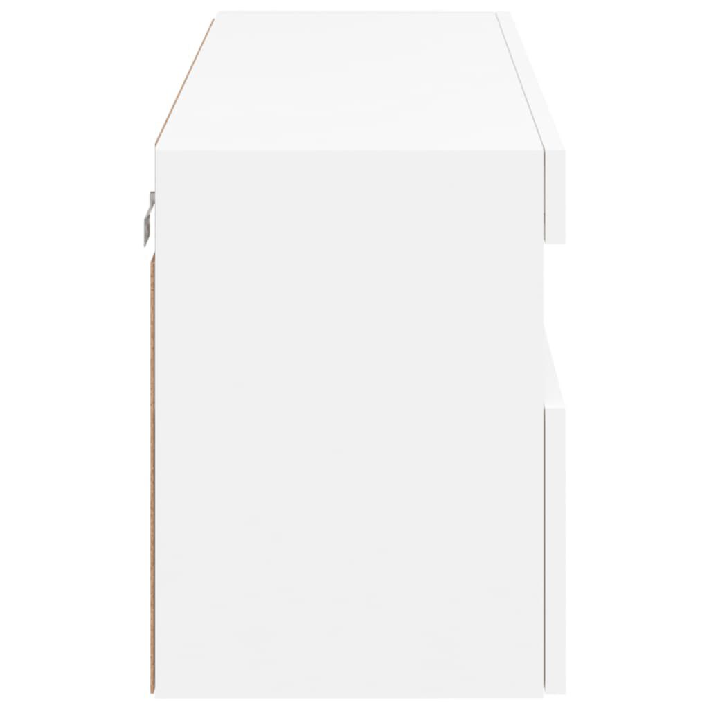 TV Wandschrank Weiß mit LED Leuchten 100x30x40 cm platzsparend und modern