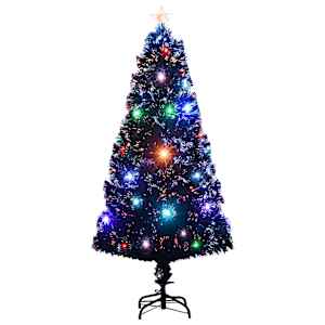 Weihnachtsbaum 120 cm Glasfaser mit Lichtern und Standfuß festlich leuchtend
