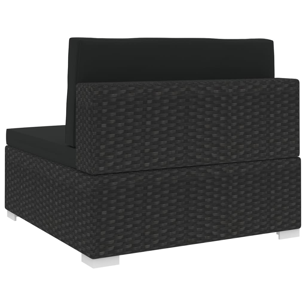 Garten Sofa Mittelteil Schwarz Poly Rattan Inkl. Bequeme Auflagen Kombinierbar