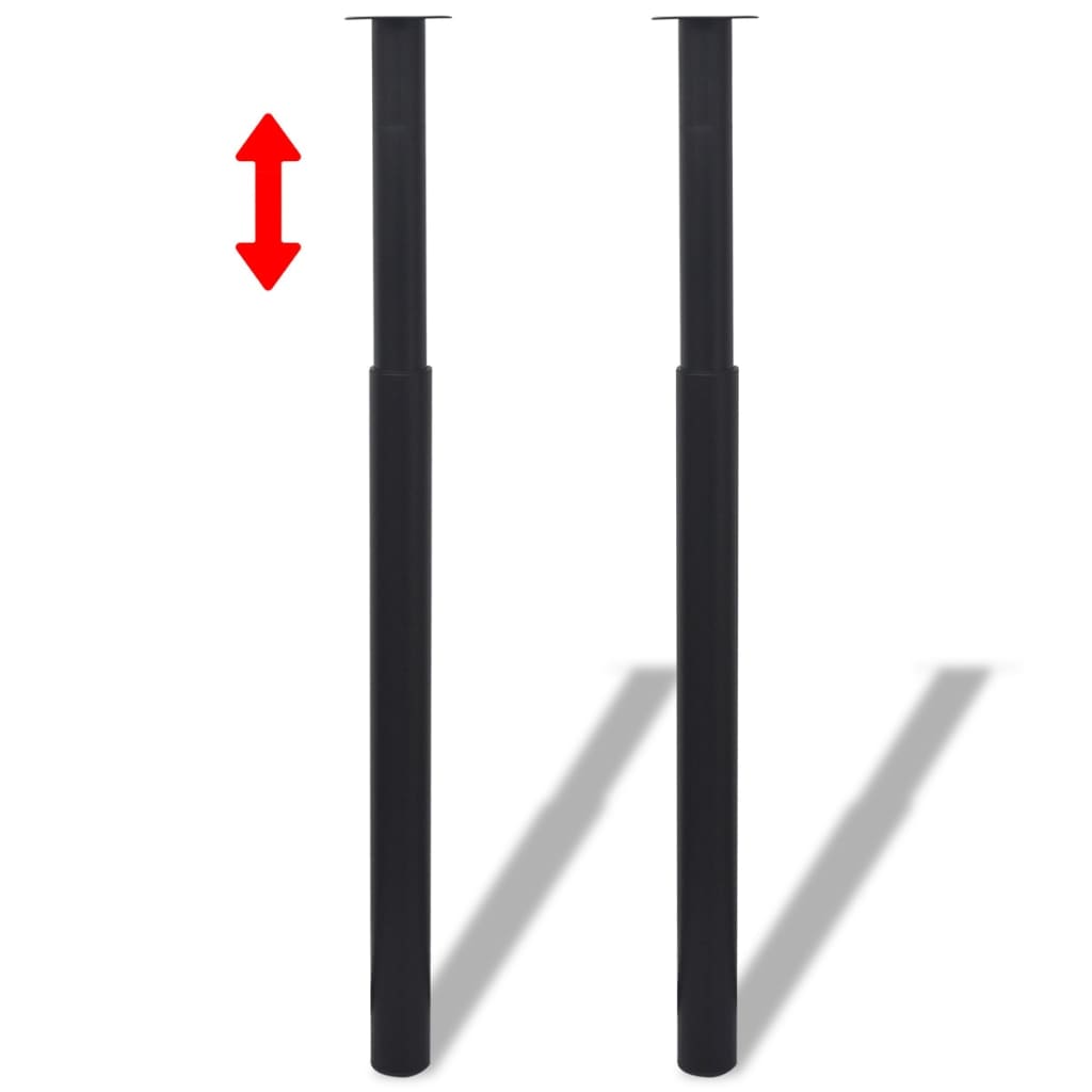 Teleskop Tischfuß 2er Set schwarz 710 mm bis 1100 mm stabil höhenverstellbar