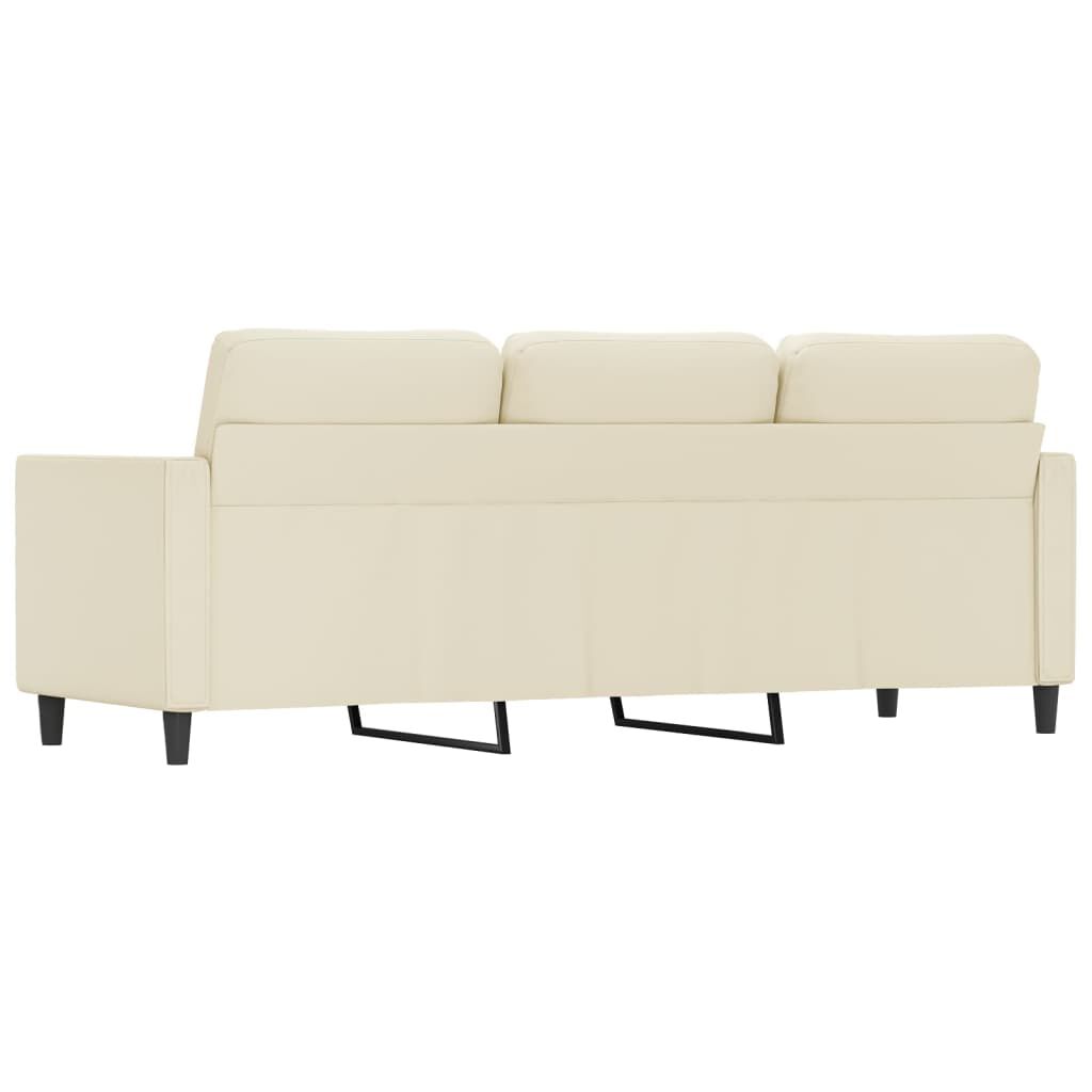 Sofa 3 Sitzer cremefarben 180 cm breit aus pflegeleichtem Kunstleder