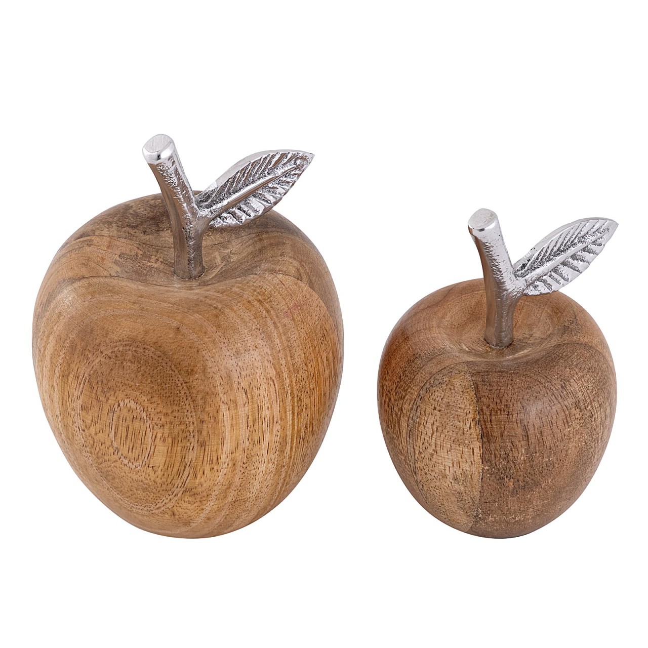 Dekofiguren 2er Set Apfel H15/13x11/9cm Aufsteller Masterbox 12-teilig Mangoholz