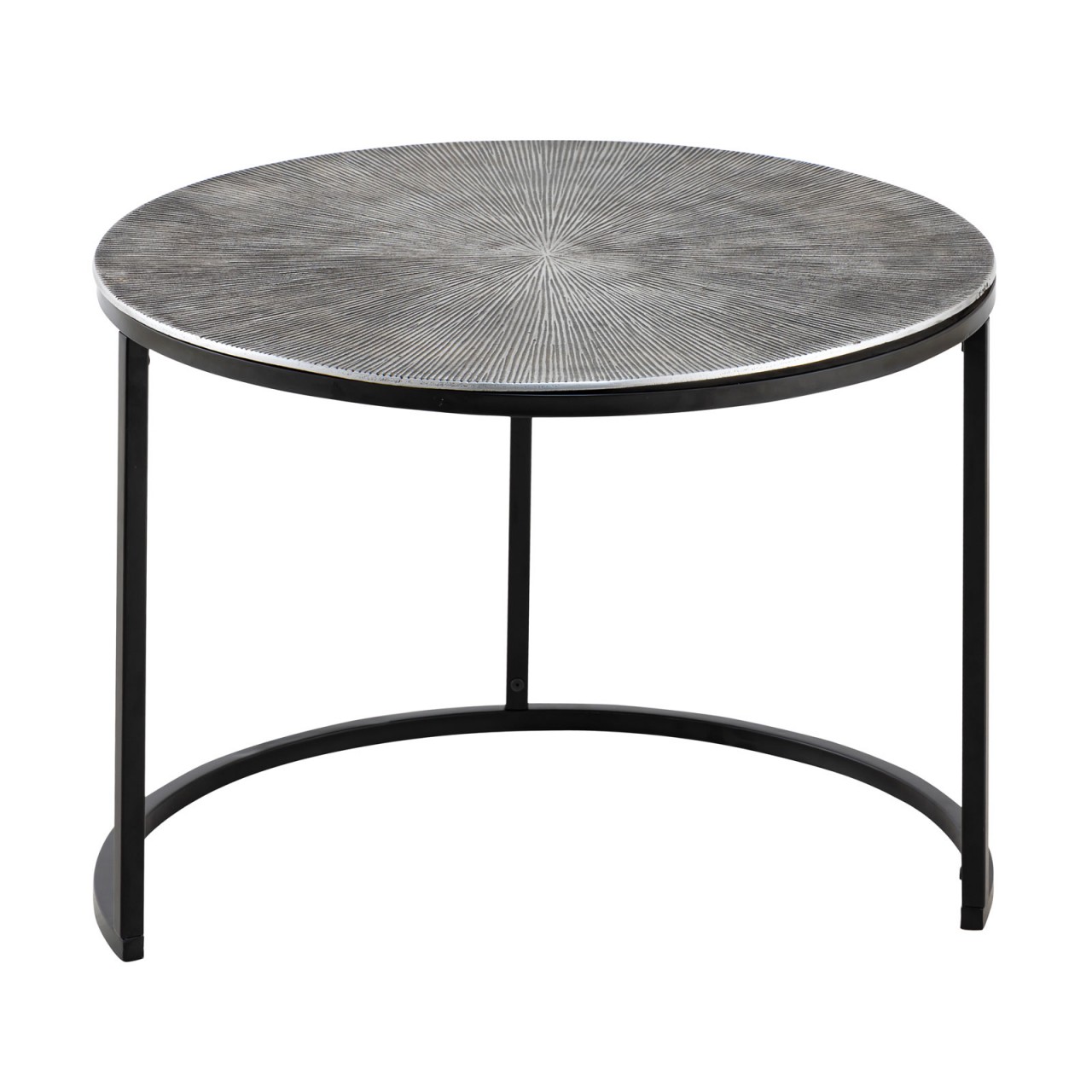 Couchtisch Set 2-teilig ø 55 u. 45 cm Beistelltisch silber Metall Tische rund Carlton Wohnzimmer