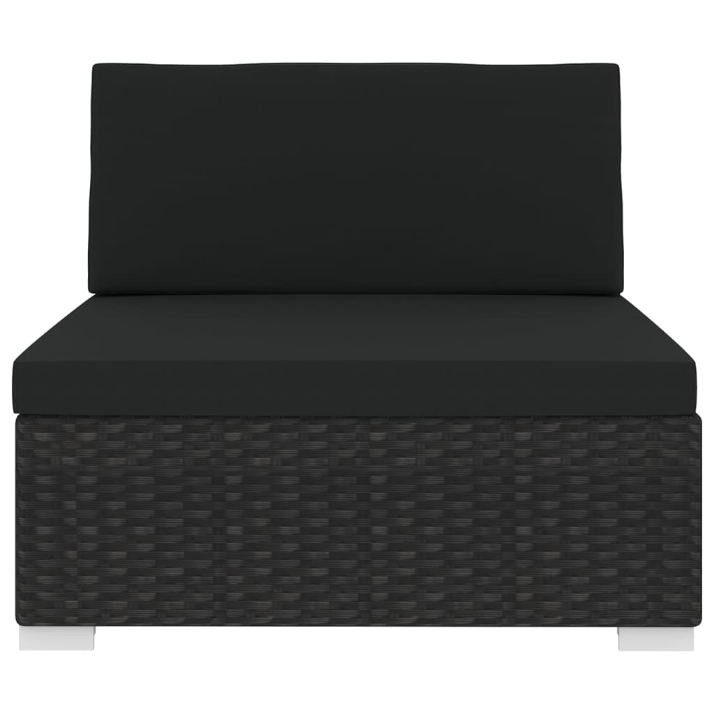 Garten Sofa Mittelteil Schwarz Poly Rattan Inkl. Bequeme Auflagen Kombinierbar