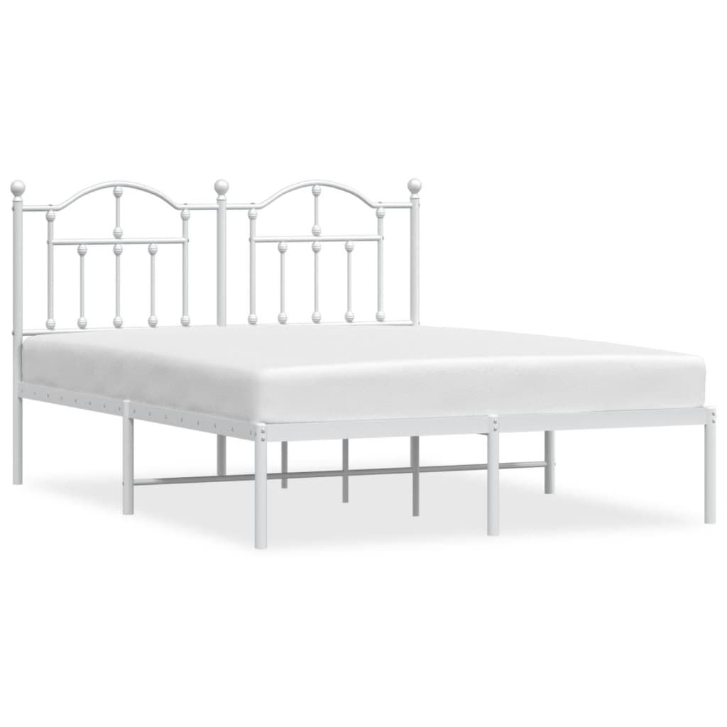 Bettgestell Metall Weiß 140 x 190 cm mit Kopfteil modern stabil und elegant
