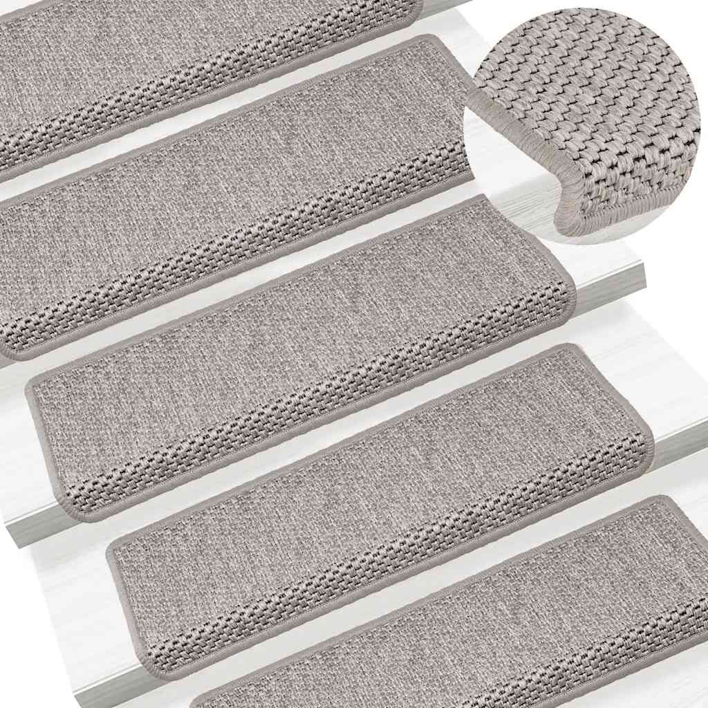 Treppenmatten Selbstklebend Sisal-Look 15 Stk. 65x21x4 Platina