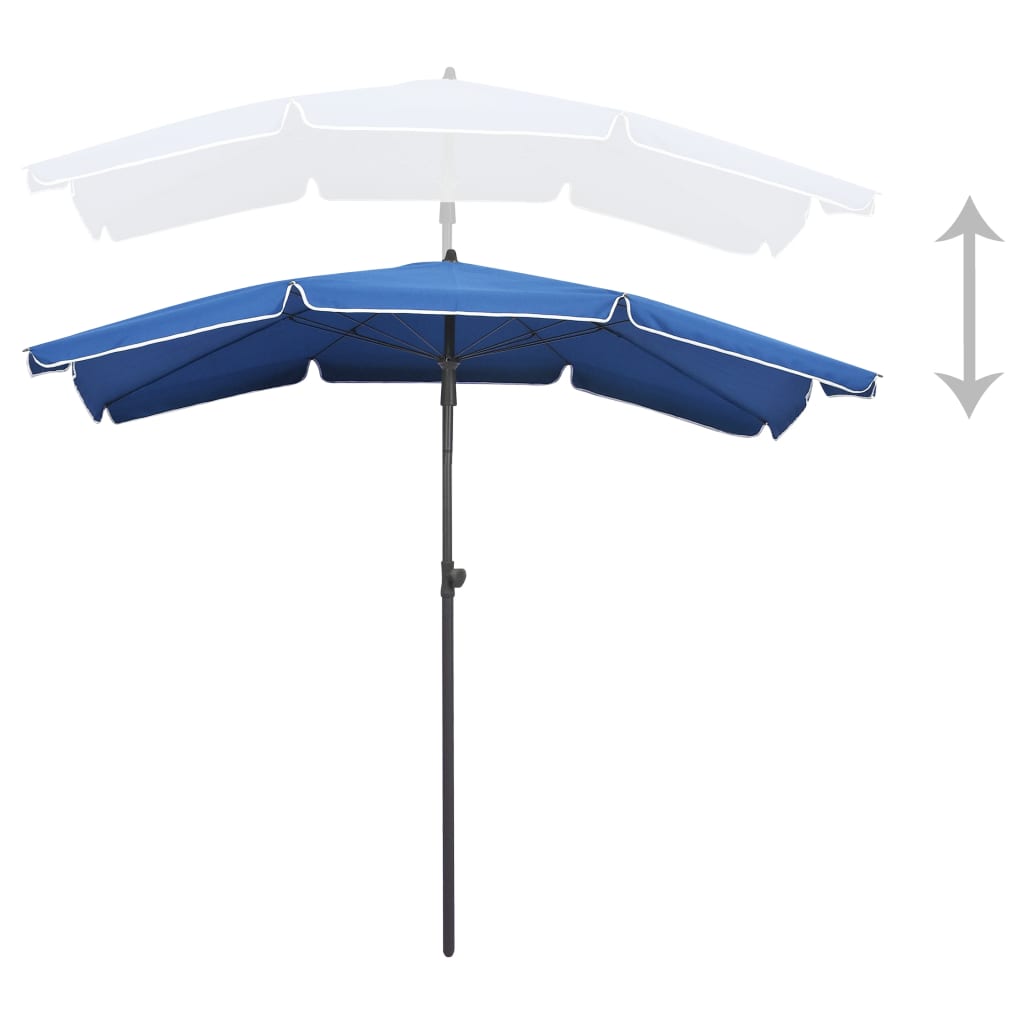 Gartenschirm mit Mast 200x130 cm Azurblau UV-Schutz Wetterfest Robust
