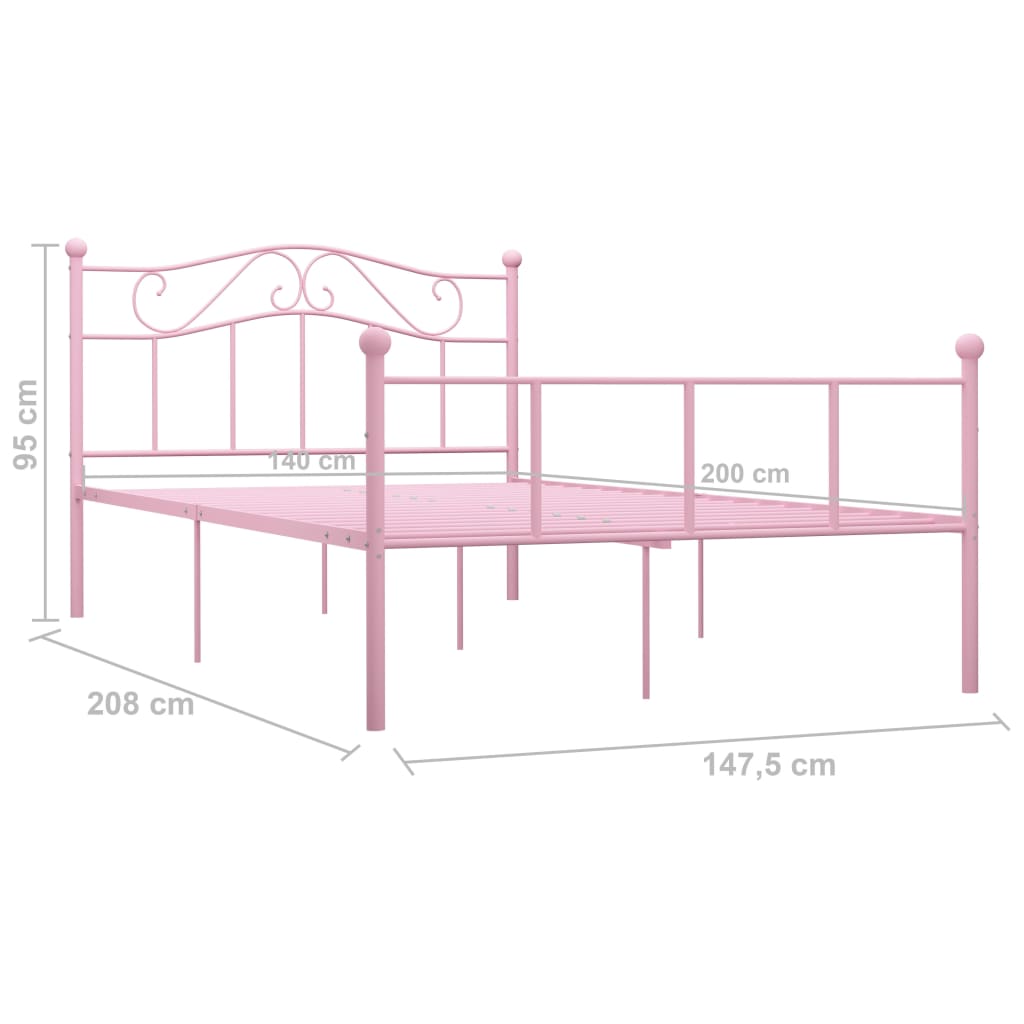 Bettgestell rosa Metall 140x200 cm für modernes Schlafzimmer stilvoll elegant