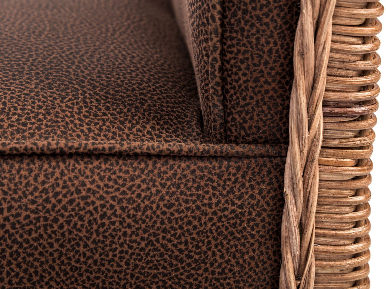 Rattanstühle Set 6 Stück Esszimmer Stühle Polsterstühle Antonio braun Polster Wildleder-Optik