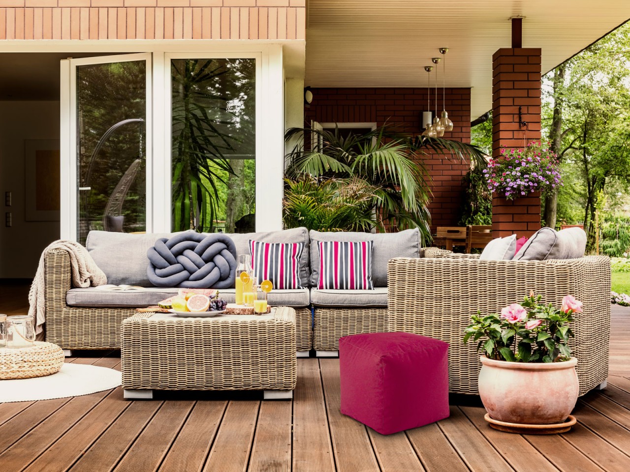 Sitzwürfel Sitzhocker 45x45x45cm Fußhocker Fußablage Bodenkissen Garten Terrasse Bamba wasserfest