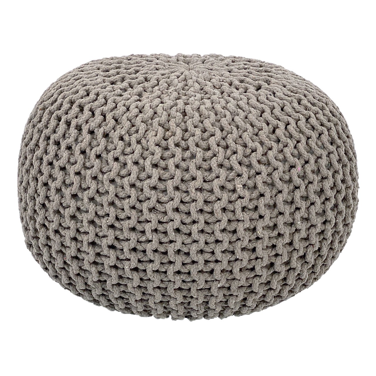 Sitzhocker Pouf SET 2 Stück Ø 55 cm H 37 cm Strickhocker Bodenkissen Grobstrick-Optik nachhaltig