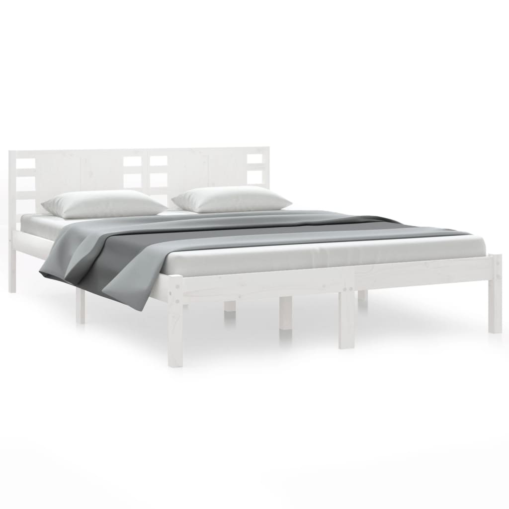 Bettgestell Einzelbett Weiß Massivholz 90x190cm ohne Kopfteil Jugendbett