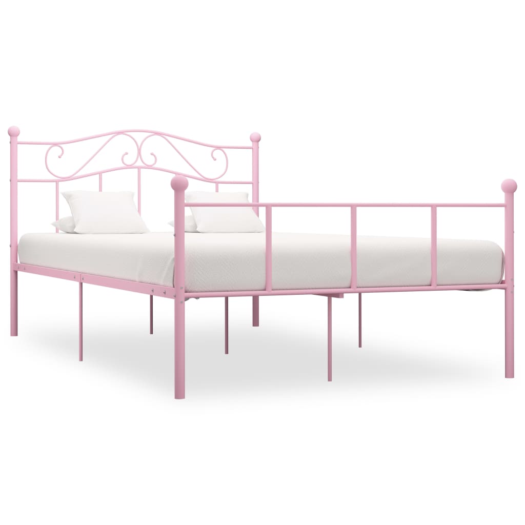Bettgestell rosa Metall 140x200 cm für modernes Schlafzimmer stilvoll elegant