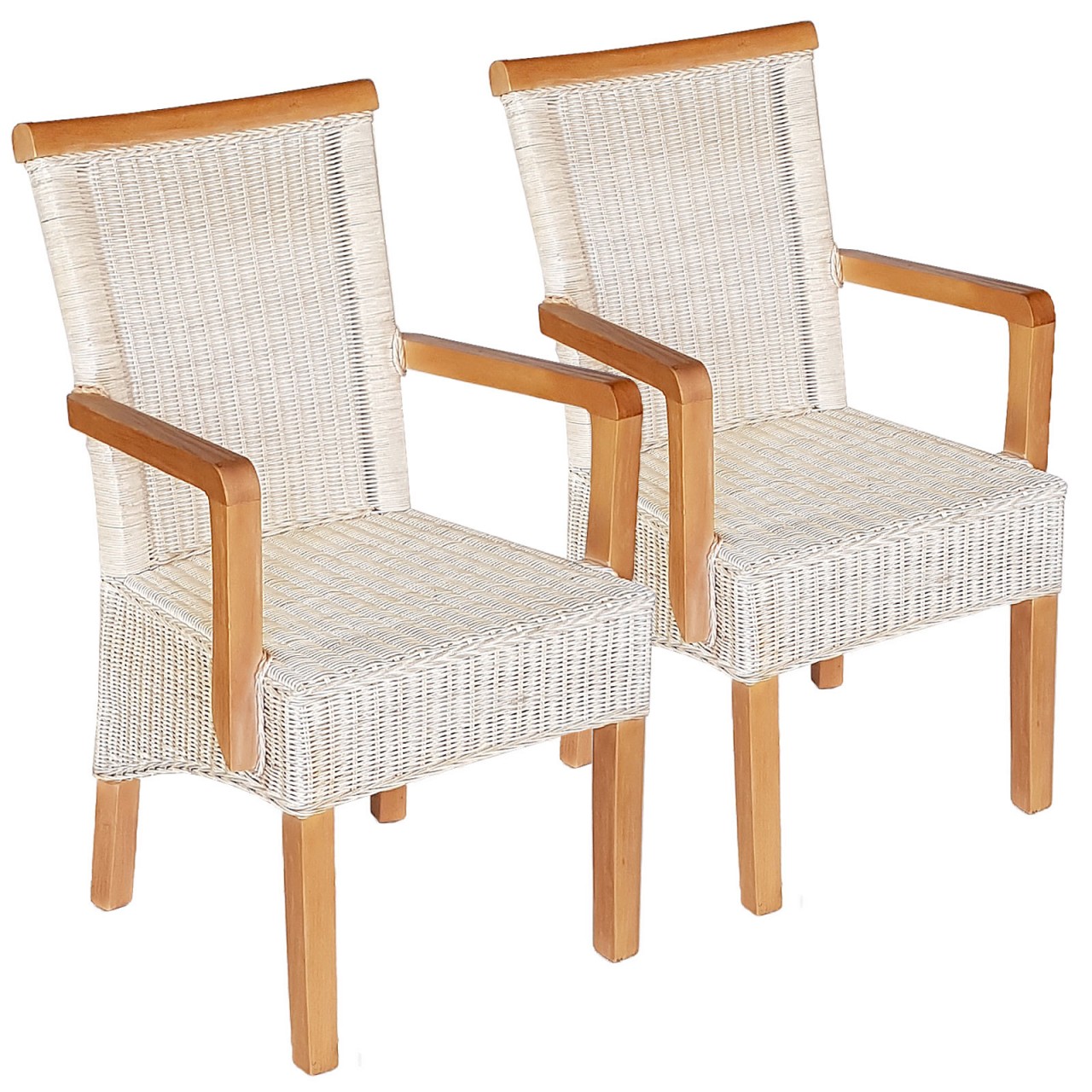 Esszimmer Stühle Set 2 Stück mit Armlehnen Rattanstühle weiß Perth Rattan Korbstühle nachhaltig Esszimmer Stühle Set 2 Stück mit Armlehnen Rattanstühle weiß Perth Rattan Korbstühle nachhaltig