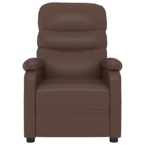 Massagesessel Braun Kunstleder bequem elektrisch mit Heizfunktion Wohnzimmer