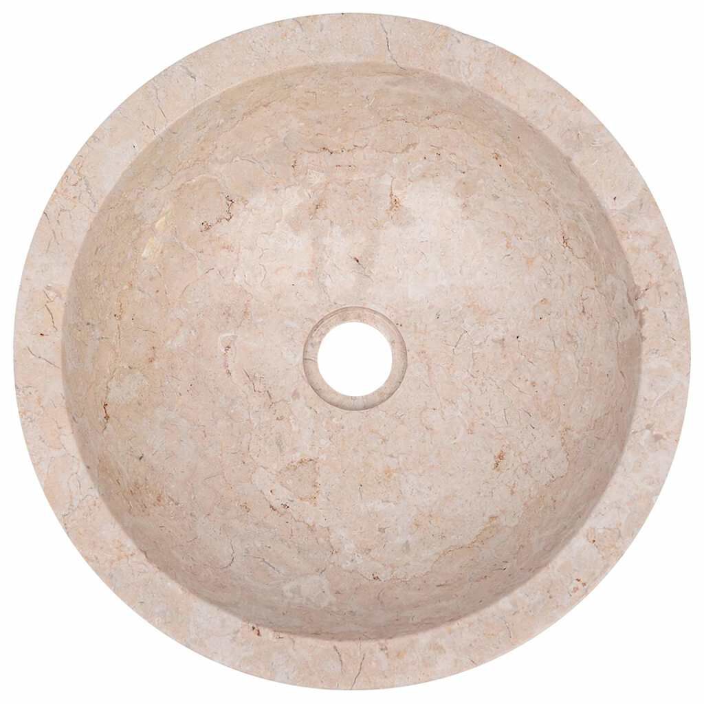 Waschbecken rund Creme 40x12 cm hochwertiger Marmor Naturstein