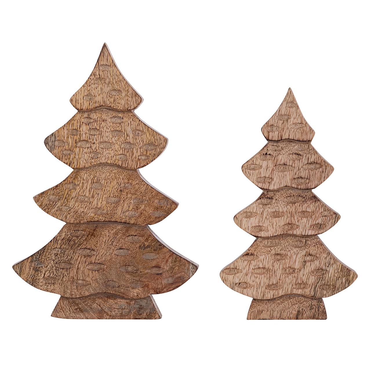 Dekofigur Baum 2er Set Holzfigur H23/20cm Holzbaum Weihnachtsdekoration Mangoholz