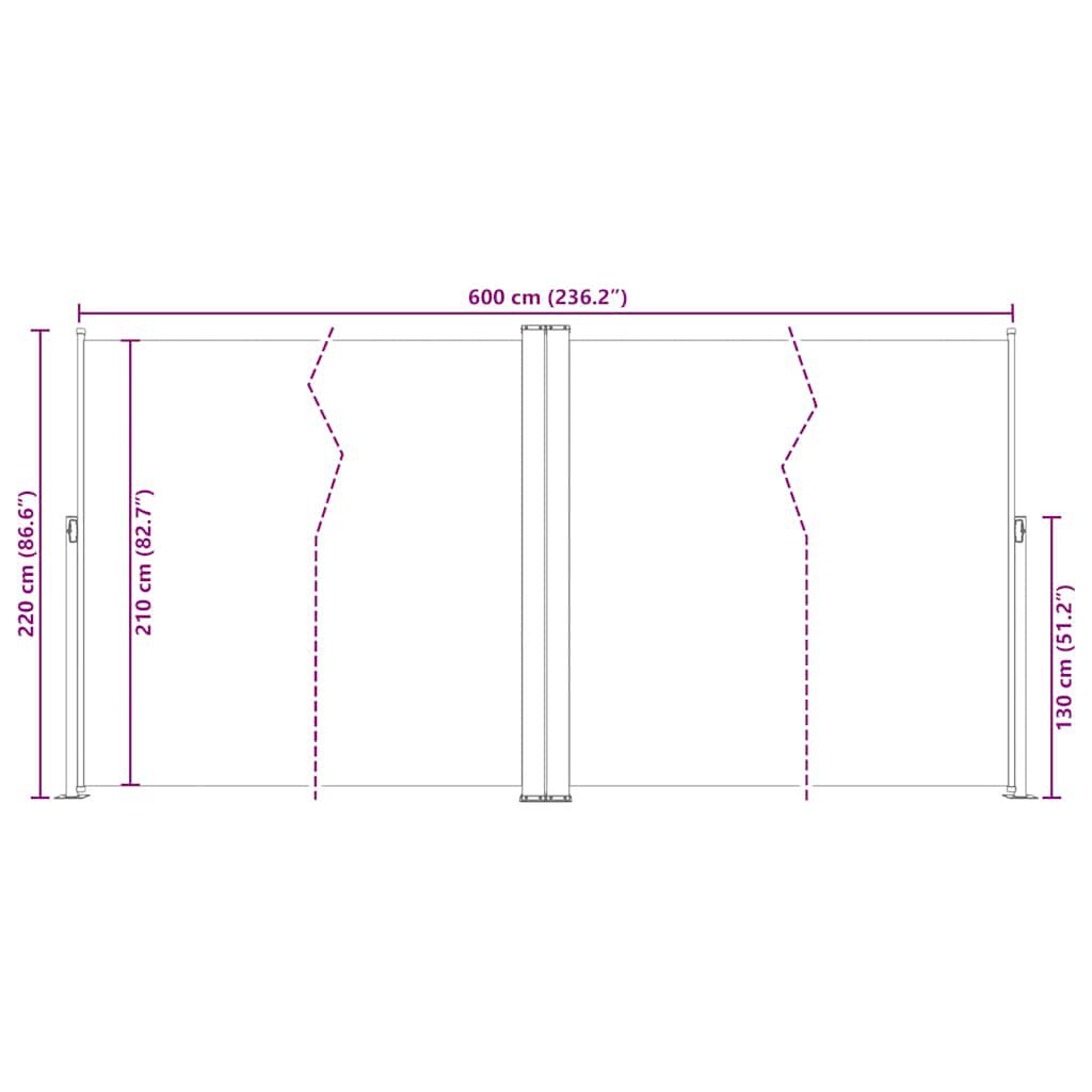 Seitenmarkise Ausziehbar Schwarz 220x600 cm