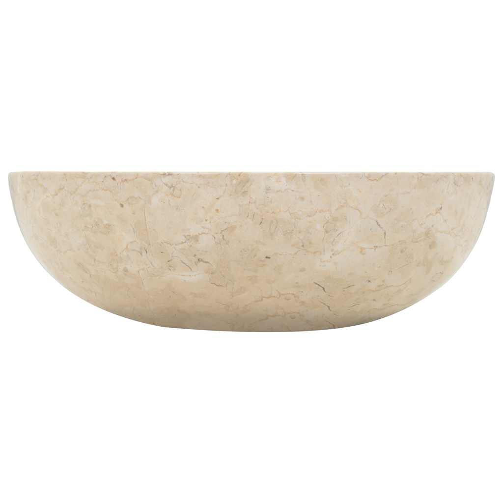 Waschbecken rund Creme 40x12 cm hochwertiger Marmor Naturstein
