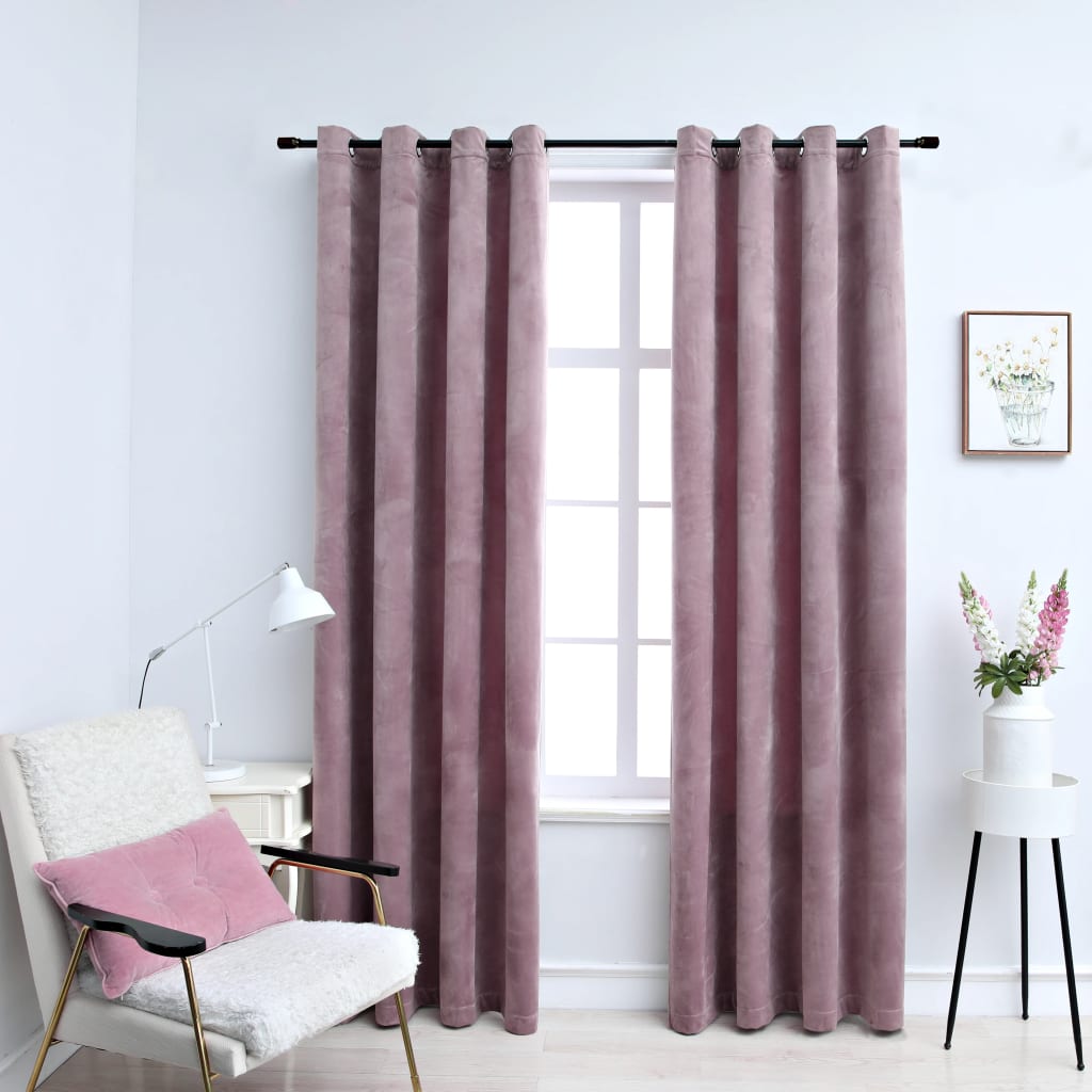 Verdunkelungsvorhänge Antikrosa Samt mit Ringen 2 Stück 140x225 cm für luxuriöse Inneneinrichtung