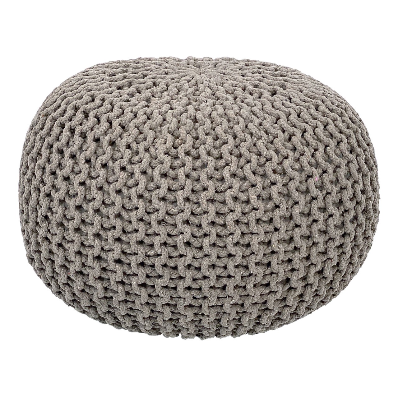 Sitzhocker Pouf SET 2 Stück Ø 55 cm H 37 cm Strickhocker Bodenkissen Grobstrick-Optik nachhaltig Sitzhocker Pouf SET 2 Stück Ø 55 cm H 37 cm Strickhocker Bodenkissen Grobstrick-Optik nachhaltig