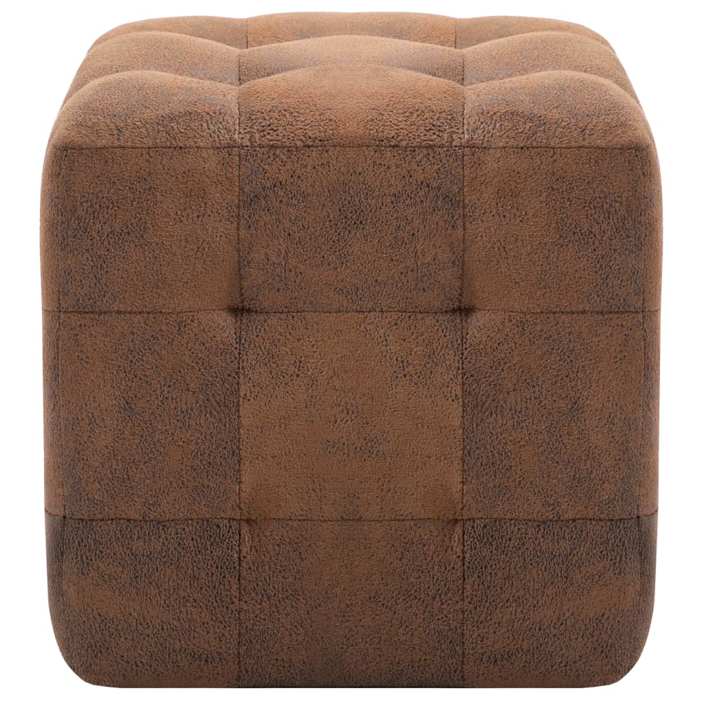 Nachttische 2er Set braun 30x30x30cm Wildleder Optik Schlafzimmer elegant modern