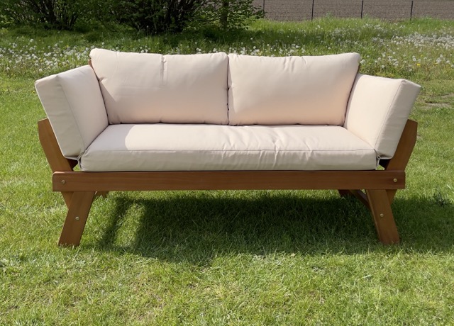 Gartenbank Loungeliege Luis Beige Braun Polster extra 12 cm