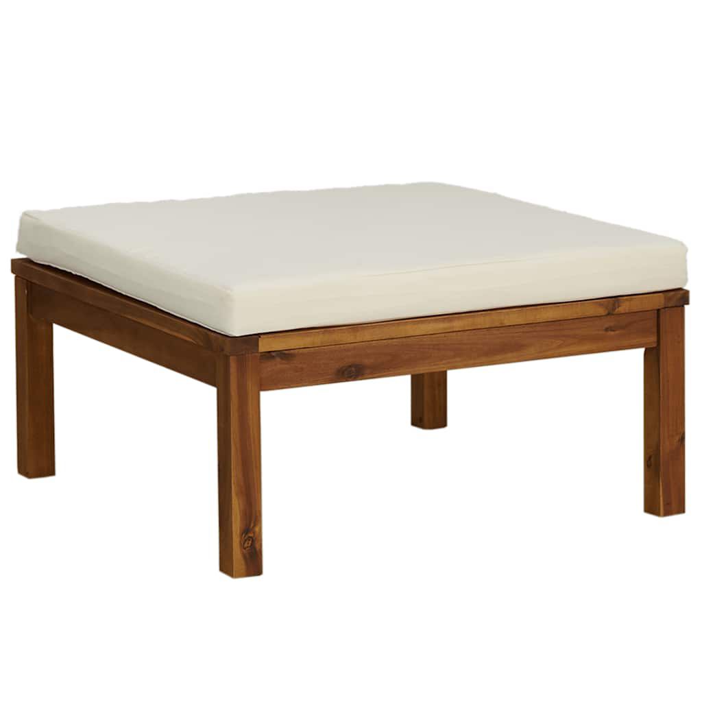 3-tlg. Garten-Lounge-Set mit Cremeweißen Kissen Akazienholz