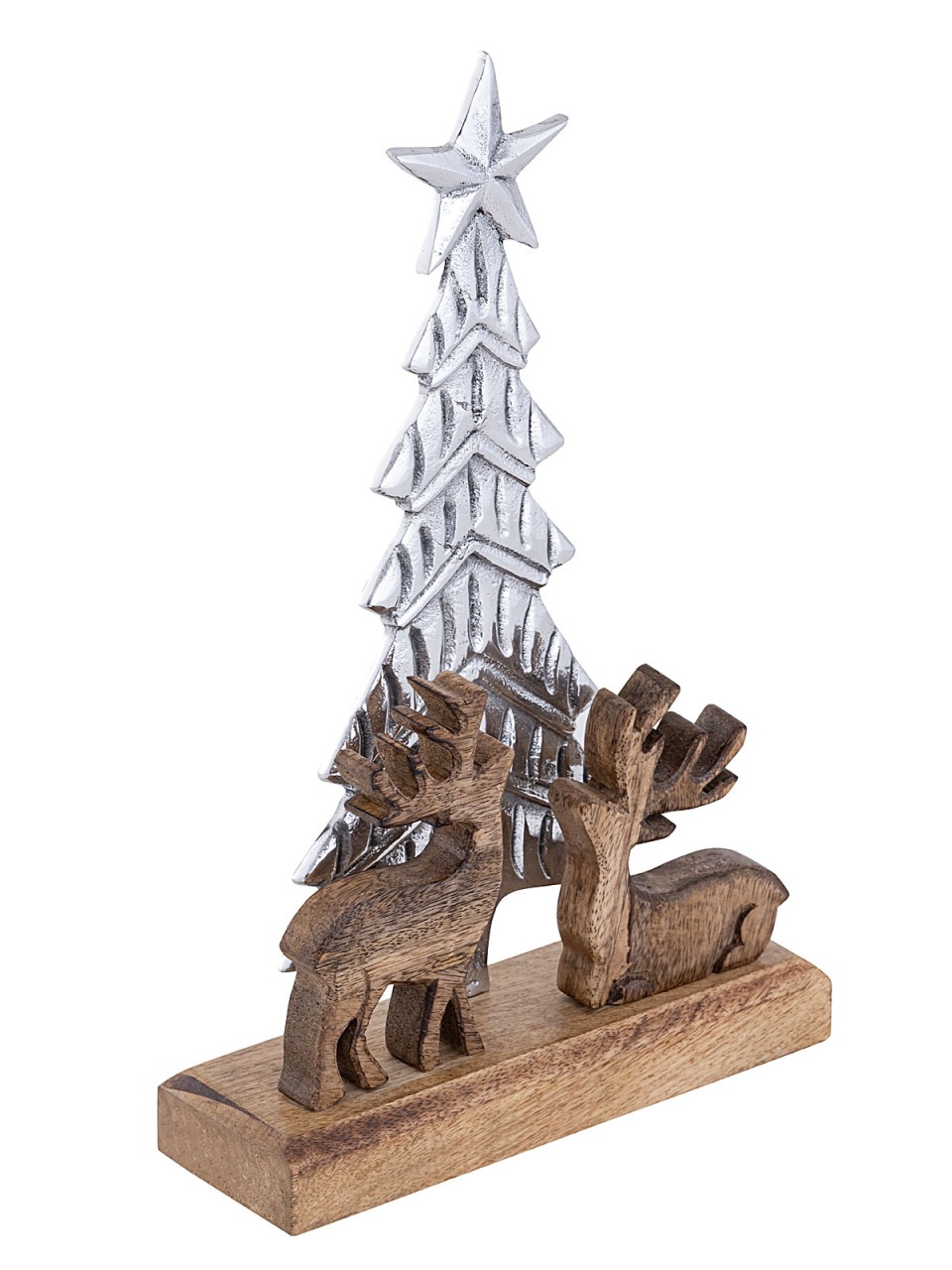 Dekofigur Weihnachtsbaum mit Hirschen 20x31cm Masterbox 8-teilig Weihnachtsdeko Aluminium