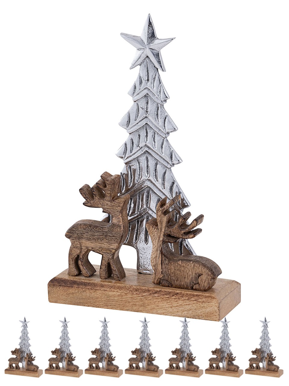 Dekofigur Weihnachtsbaum mit Hirschen 20x31cm Masterbox 8-teilig Weihnachtsdeko Aluminium Dekofigur Weihnachtsbaum mit Hirschen 20x31cm Masterbox 8-teilig Weihnachtsdeko Aluminium