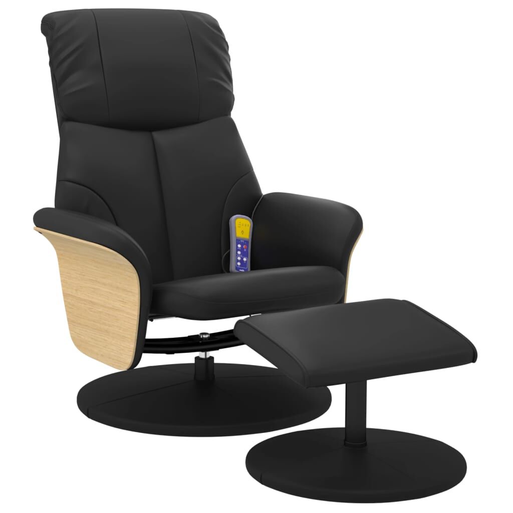 Massagesessel mit Hocker schwarz Kunstleder komfortabel und elegant