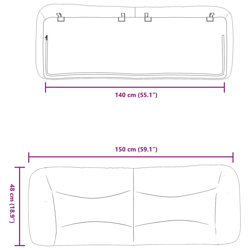 Kopfteil-Kissen "Hvar" Taupe 140 cm Stoff