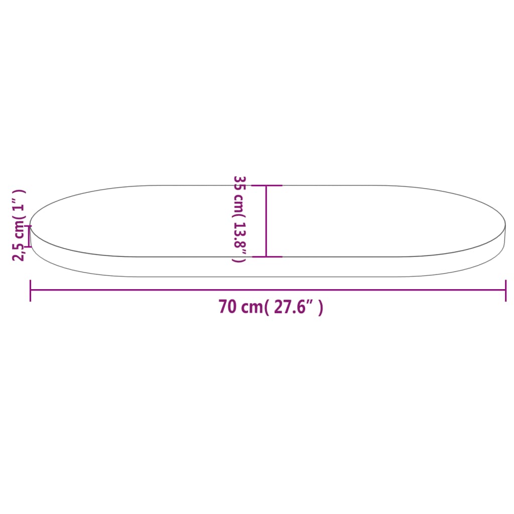Tischplatte oval Massivholz Kiefer 70x35x2,5 cm Tischplatte oval Massivholz Kiefer 70x35x2,5 cm