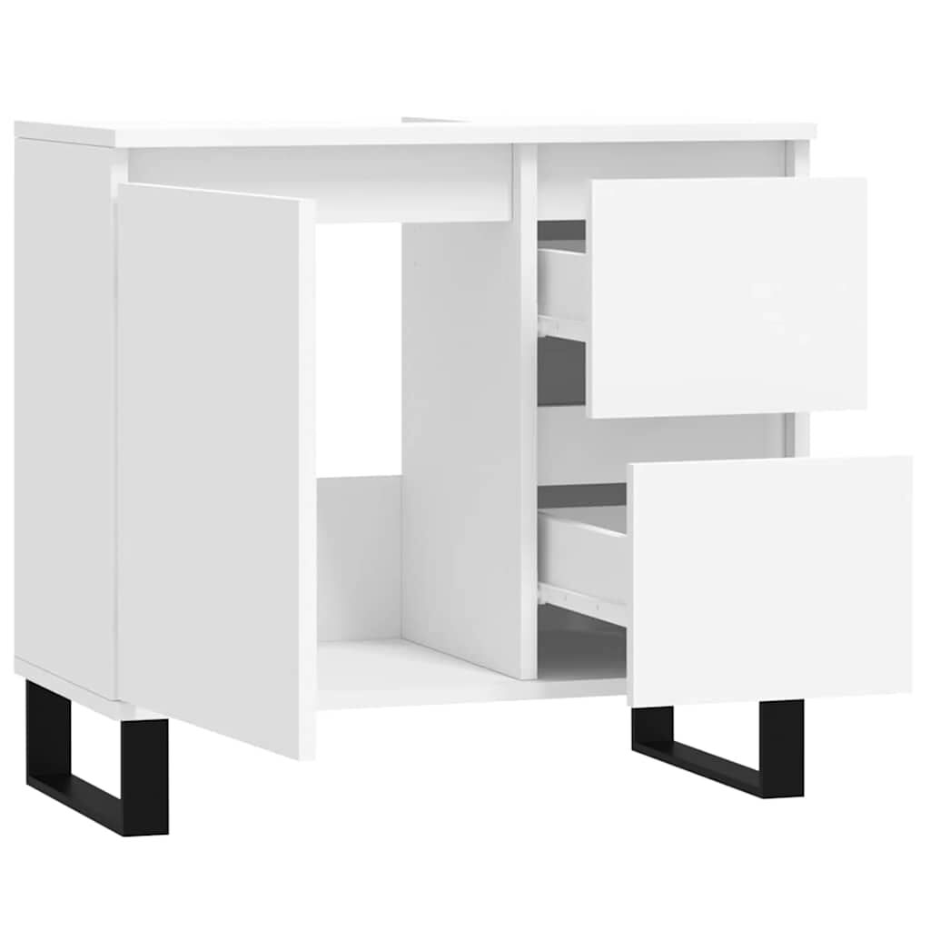 Kompakter Badschrank Weiß 65 x 33 x 60 cm aus Holzwerkstoff modern